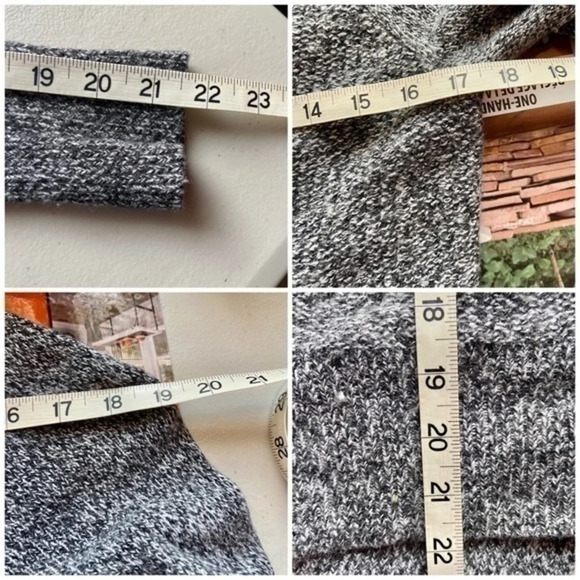 Lou & gray black white tight knit long sleeve open cardigan sweater marled XS - Picture 5 of 8